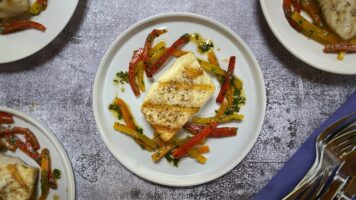 Receta Robalo con vinagreta de pimientos asados